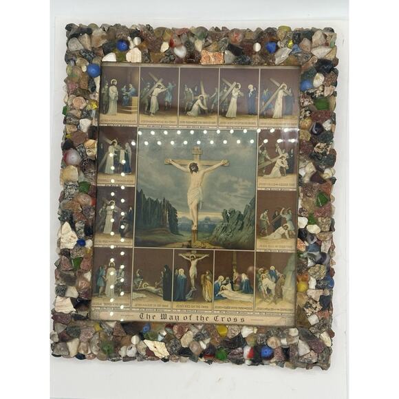 1938 A. Goes Stations of the Cross Lithograph Print Framed Catholic Religious - Picture 1 of 8